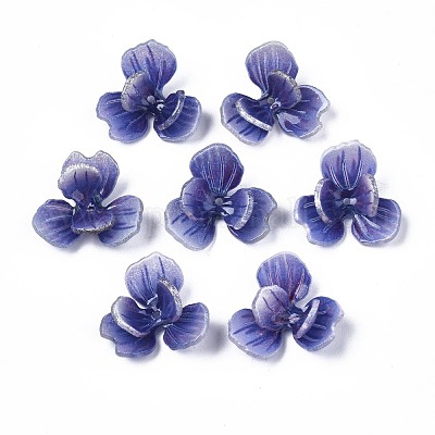 プラスチックビーズ  花  スレートブルー  17x18x7mm  穴：0.8mm&nbsp;KY-N015-028-1