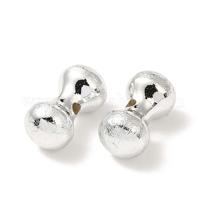 UVメッキ CCB プラスチックビーズ  テクスチャー  ダンベル  銀  23.5x12.5mm  穴：3mm&nbsp;FIND-Z066-01B-1