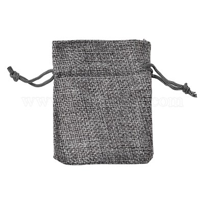黄麻布ラッピングポーチ巾着袋  グレー  9x7cm&nbsp;ABAG-Q050-7x9-04-1