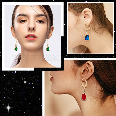 No.285 ドロップビーズとラインストーンのピアス ハンドメイド