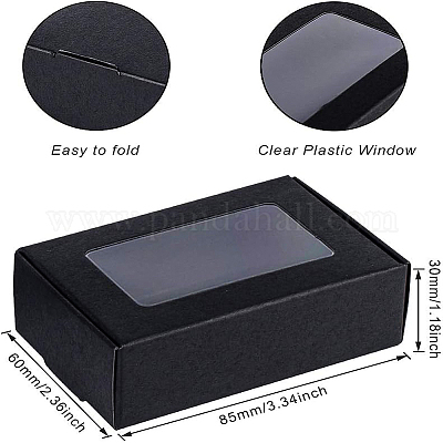 クラフト紙箱  長方形  ブラック  85x60x30mm&nbsp;CON-WH0032-F03-1