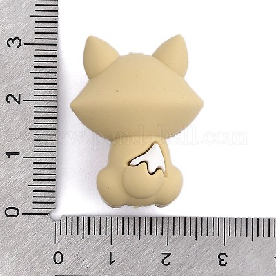 シリコンビーズ  キツネ  小麦  30x23x16.5mm  穴：2mm&nbsp;SIL-S010-03E-1