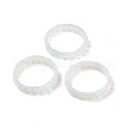 オパールストレッチブレスレット 多面カット 長方形 2-3/8インチ(6cm) BJEW-F406-B22-1