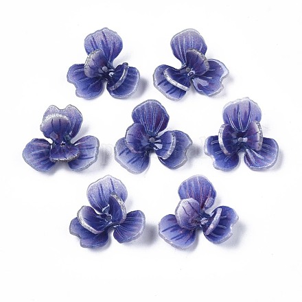 プラスチックビーズ  花  スレートブルー  17x18x7mm  穴：0.8mm&nbsp;KY-N015-028-1