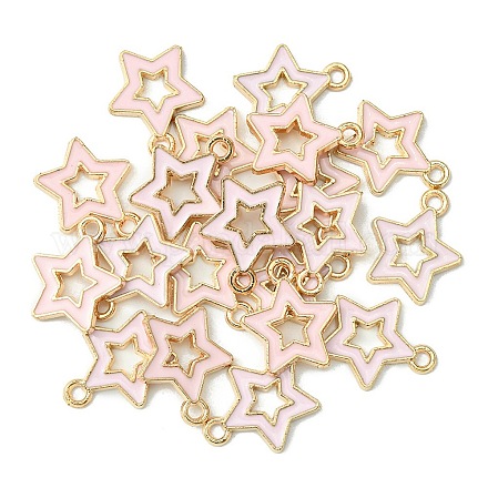 合金エナメルチャーム  スター  ライトゴールド  ピンク  16x14x2mm  穴：1.6mm  約20個/袋&nbsp;ENAM-YW0003-01C-1
