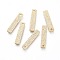 Brass Charms, Nickel Free, Long-Lasting Plated, Textured, Rectangle, Golden, 15x3x1mm, Hole: 1mm