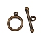 Brass Toggle Clasps, Nickel Free, Antique Bronze, Ring: 14x11x2mm, Hole: 1.5mm, Bar: 19x6mm
