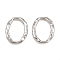 Brass Link Rings, Textured Oval Ring Shape, Rack Plating, Long-Lasting Plated, Lead Free & Cadmium Free, Platinum, 16x13x2.5mm, inner size: 13x8mm