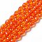 Glass Beads Strands, Faceted, Drop, Dark Orange, 11x8mm, Hole: 1mm, about 57~59pcs/strand, 26.38~26.77 inch