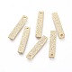 真鍮製チャーム  ニッケルフリー  長持ちメッキ  テクスチャ  長方形  ゴールドカラー  15x3x1mm  穴：1mm&nbsp;KK-G397-03G-1