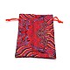 シルクポーチ  ドローストリングバッグ  波模様の長方形  レッド  14.2x10x0.4cm&nbsp;ABAG-WH0032-07A-1