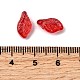 ガラスビーズ  葉  ファイヤーブリック  12x6.5x5mm  穴：0.8mm&nbsp;GLAA-D303-08C-3