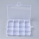 プラスチックビーズ収納ケース  12のコンパートメント  長方形  透明  13x10x2.2cm  穴：0.5のCM&nbsp;X-CON-R008-03-3