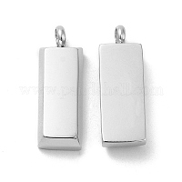 変色しない201ステンレススチールペンダント  長方形のチャーム  ステンレス鋼色  19x7x4mm  穴：2mm&nbsp;STAS-Q216-19P