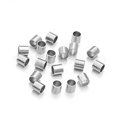 201個のステンレススチール製クリンプビーズ  コラム  ステンレス鋼色  1.5x1.5mm  穴：0.9mm