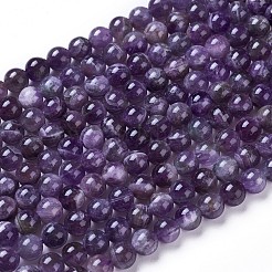 天然石アメジストラウンドビーズ連売り  グレードB  6mm  穴：1mm  約60~62個/連  15インチ（38cm）&nbsp;X-G-L170-6mm-03