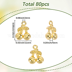 チベット風アロイペンダント80個  さくらんぼのチャーム  ゴールドカラー  15x11x5mm  穴：2mm&nbsp;FIND-SC0014-56G