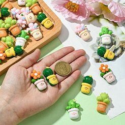 50 個 5 スタイル不透明樹脂デコデンカボション  サボテン  ミックスカラー  30~32x17~23x10~12mm  10個/スタイル&nbsp;RESI-CJ0003-88