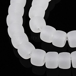 ジェイド風ガラスビーズ連売り  艶消し  バレル  ホワイトスモーク  8~8.5x6mm  穴：1mm  約62個/連  14.96インチ（38cm）&nbsp;GLAA-N002-8mm-01