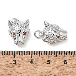 シェグレース 真鍮 キュービックジルコニア ペンダント  ヒョウのチャーム  カドミウムフリーと鉛フリー＆ニッケルフリー  プラチナ  17.5x12.5x9.5mm  穴：3.5mm&nbsp;XGRQ3K815-548P