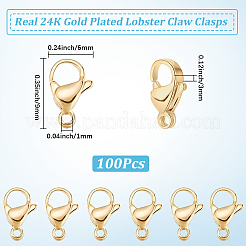 304ステンレススチール製ロブスタークロウ留め金100個  オウムトリガークラスプ  24KGP本金メッキ  9x6x3mm  穴：1mm&nbsp;STAS-BBC0009-39A-G