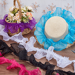 16m 8色ポリエステルレースリボンプリーツ衣服アクセサリー  ミックスカラー  3-1/8インチ（80mm）&nbsp;DIY-GA0008-45