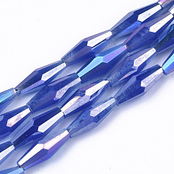 電気メッキガラスビーズセット  多面カット双円錐形  ミックスカラー  12x4mm  穴：0.8mm  約57~60個/連  25.98~27.55インチ（66~70cm）&nbsp;EGLA-S194-03A