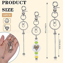 16 個 16 色合金ビーズバーキーホルダー diy 工芸品ジュエリーメイキング用  カニカン付き  11cm  ピン：77x8.5mm  1pc /カラー&nbsp;KEYC-SZ0001-20