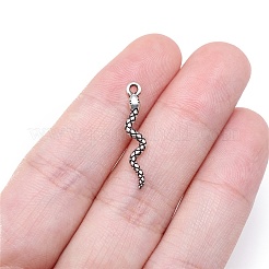 合金のチベット風チャーム  スネークチャーム  アンティークシルバー  23x4mm&nbsp;FIND-PW0006-12AS