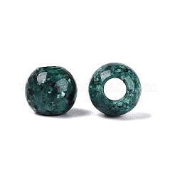 天然グリーンスポットジャスパーヨーロピアンビーズ  スムーズなラウンド  大穴ビーズ  10x8.5mm  穴：4mm&nbsp;G-Q607-02J