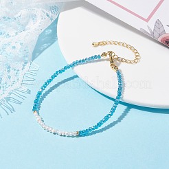 女性のための天然真珠＆ファセットガラスビーズブレスレット  ゴールドカラー  ミックスカラー  6-7/8インチ（17.6cm）&nbsp;BJEW-JB07085