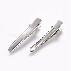 アイアン製ダッカールクリップパーツ  プラチナ  45x10x0.3~11mm&nbsp;PHAR-WH0006-03P