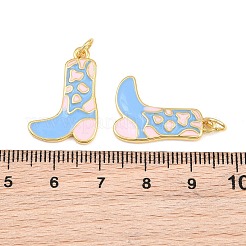真鍮製エナメルペンダント  カウボーイブーツ/シューズチャーム  18KGP本金メッキ  23x15.5x2.5mm  穴：3.5mm&nbsp;KK-CBAEBFB-07G