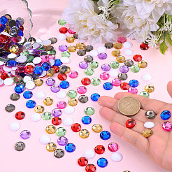 240色のアクリルラインストーンカボション8個  フラットバック＆バックメッキ  半円  ミックスカラー  12x3mm  30個/カラー&nbsp;GACR-CY0001-01