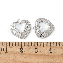 304ステンレスペンダント  ハートチャーム  シェルと  ステンレス鋼色  15x15x4mm  穴：1.5mm&nbsp;STAS-Z122-19P