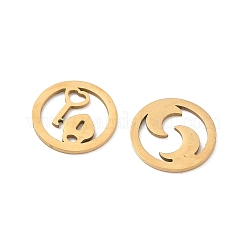 ステンレスペンダント201個  フラットラウンド  混合図形  ゴールドカラー  15x1mm  10個/袋&nbsp;LS-STAS-H246-02G
