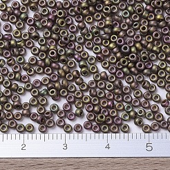 MIYUKIラウンドロカイユビーズ  日本製シードビーズ  11/0  （rr2035)マットメタリックカーキアイリス  11/0  2x1.3mm  穴：0.8mm  約1100PCS /ボトル  10 G /ボトル&nbsp;SEED-JP0008-RR2035