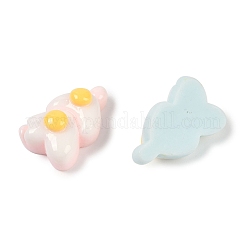 マカロンカラーの卵テーマの不透明樹脂デコデンカボション  模造食品  ミックスカラー  ハート  15x10x7mm&nbsp;CRES-M036-10D