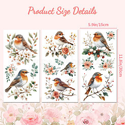 3 シート 3 スタイル pvc 防水装飾ステッカー  家具装飾用の粘着性の花柄デカール  鳥  300x150mm  1枚/スタイル&nbsp;DIY-WH0404-717