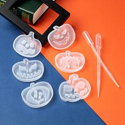 ハロウィンDIYカボチャジャック・オー・ランタンペンダントシリコンモールド  レジン型  プラスチックピペット付き  UVレジン用  エポキシ樹脂ジュエリー作り  ホワイト  74x75x11mm  穴：3mm&nbsp;DIY-LS0001-16