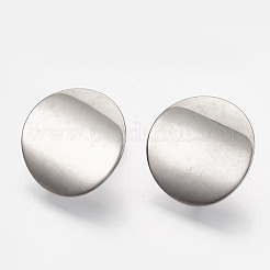 変色しない304ステンレススチールスタッドピアス金具  カン付き  カーブ  フラットラウンド  ステンレス鋼色  20mm  穴：3mm  ピン：0.8mm&nbsp;X-STAS-Q231-06A