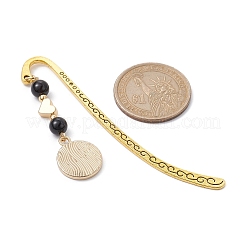 天然混合宝石のしおり  蝶のペンダントのしおり  合金フックブックマーク  84mm  ペンダント：46x15x6mm&nbsp;AJEW-JK00271