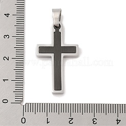 304ステンレスペンダント  ラインストーン付き  クロスチャーム  ブラック  38x18x3mm  穴：5x4.5mm&nbsp;STAS-G346-07EB