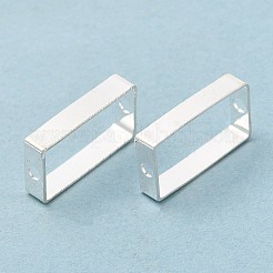 真鍮製のビーズフレーム  2穴付き  長方形  銀  15x8x2.8mm&nbsp;KK-CJC0001-24S