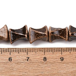 ヴィンテージの手作り磁器ビーズの連  ファンシーアンティーク施釉磁器  ポリゴン  サドルブラウン  11.5x9.5x8.5mm  穴：1.2mm  約30個/連  14.17''（36センチメートル）&nbsp;PR-CBAA37B-10I