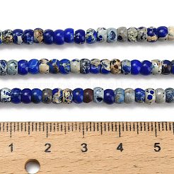 染色された天然インペリアルジャスパービーズ連売り  ロンデル  ダークブルー  4x2~3mm  穴：1.2mm  約138~139個/連  14.96''~15.16''（38~38.5センチメートル）&nbsp;G-P600-A01-01B