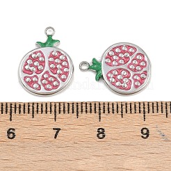 304ステンレススチールエナメルペンダント  ステンレス鋼色  ザクロ  16.5x13x2.5mm  穴：1.5mm&nbsp;STAS-Z166-23E-P