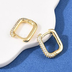 長方形の真鍮製クリアキュービックジルコニアスタッドピアス  カドミウムフリー＆鉛フリー  長持ちメッキ  ラックめっき  18KGP本金メッキ  15x12.5x2.5mm&nbsp;EJEW-A156-12A-G