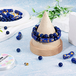 DIYジュエリー作りセット  天然ラピスラズリラウンドビーズ  アクリルビーズ  真鍮製ヨーロピアンビーズ  弾性水晶の線  青紫色  7~34.5mm  穴：1~3.1mm&nbsp;DIY-TA0016-17