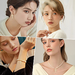 ラックメッキ真鍮ペンダント6個。  クロス  長持ちメッキ  鉛フリー＆カドミウムフリー  18KGP本金メッキ  36x21x3mm  穴：3.5x5mm&nbsp;KK-BBC0024-57
